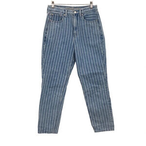 American Eagle Outfitters Blue Striped Denim Mom Jeans‎ Womens 6 Cotton Denim